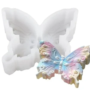 Molde de Silicona Mariposa Decorada con Flores para Velas, Resina y Manualidades