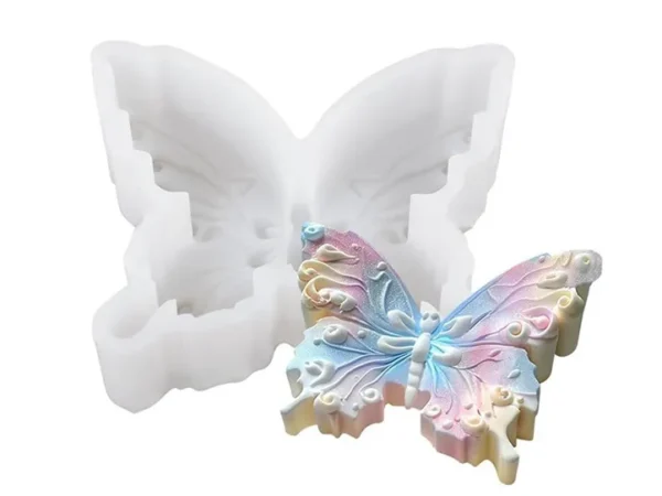 Molde de Silicona Mariposa Decorada con Flores para Velas, Resina y Manualidades