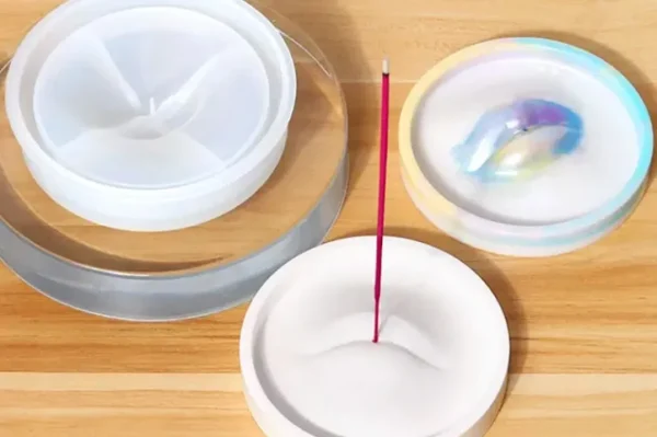 Molde de Silicona Porta Sahumerio Circular Labios para Resina, Yeso y Cemento