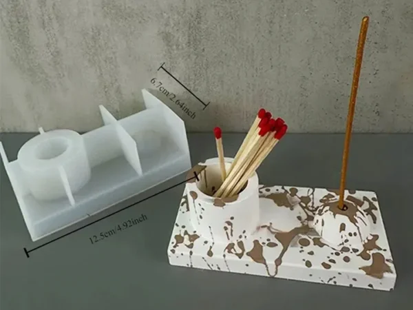 Molde de Silicona Porta Vela y Porta Sahumerio para Resina, Yeso y Cemento