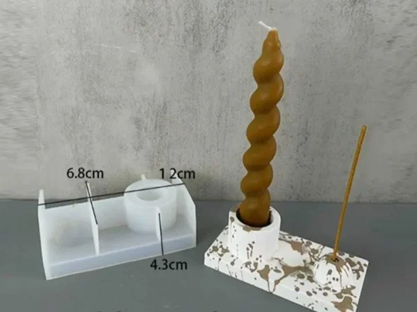 Molde de Silicona Porta Vela y Porta Sahumerio para Resina, Yeso y Cemento