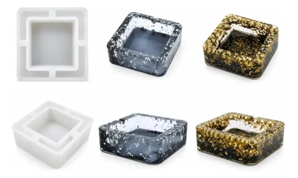 Molde de Silicona Cenicero Cuadrado para Resina Epoxi, Yeso y Cemento