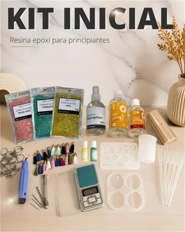 Kit Inicial de Resina Epoxi 2:1 para Principiantes – Combo Completo para Manualidades y Llaveros