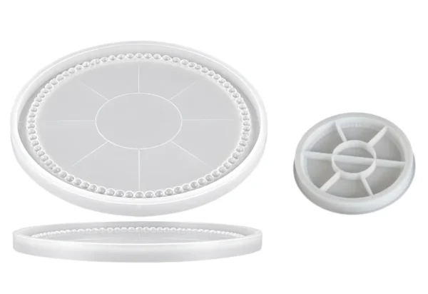 Molde de Silicona Bandeja Circular con Borde de Perlas 18 cm para Resina, Yeso y Cemento