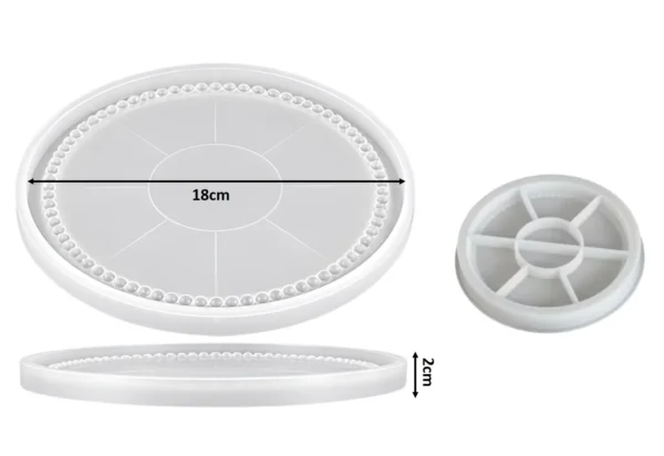 Molde de Silicona Bandeja Circular con Borde de Perlas 18 cm para Resina, Yeso y Cemento