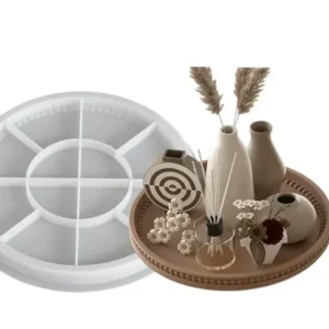 Molde de Silicona Bandeja Circular con Borde de Perlas 18 cm para Resina, Yeso y Cemento