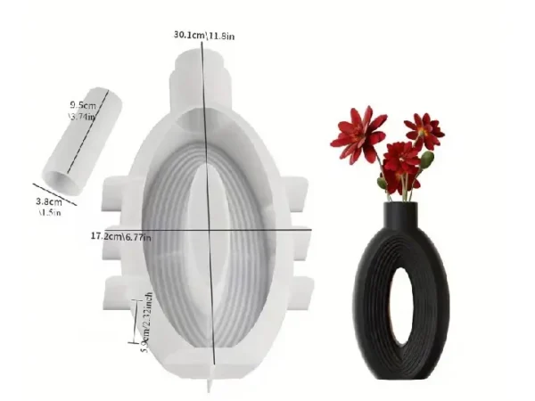 Molde de Silicona Florero Ovalado Rayado Grande