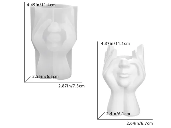 Molde de Silicona Maceta Rostro de Mujer con Manos para Yeso, Cemento y Resina