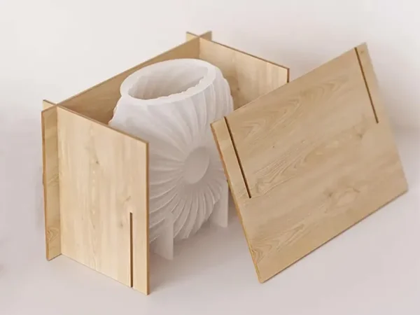 Molde de Silicona Florero Margarita con Contención de Madera para Yeso, Cemento y Resina