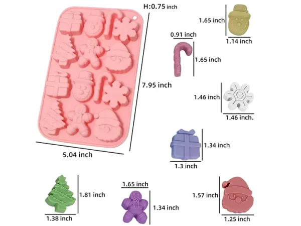 Molde de Silicona con 14 Figuras de Navidad
