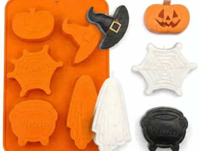 Molde silicona 5 figuras grandes Halloween-MUESTRA Molde de Silicona 5 Figuras de Halloween para Velas, Yeso y Cemento