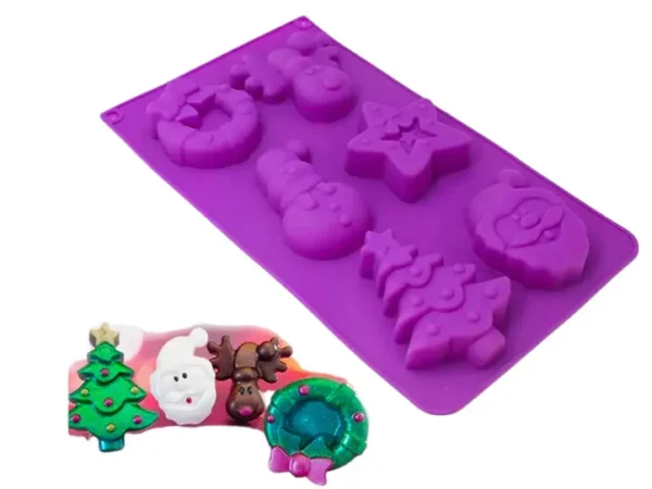 Molde de Silicona con 6 Figuras 3D de Navidad