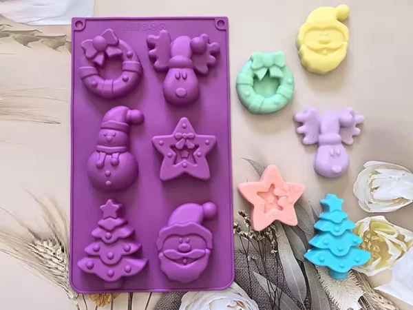 Molde de Silicona con 6 Figuras 3D de Navidad