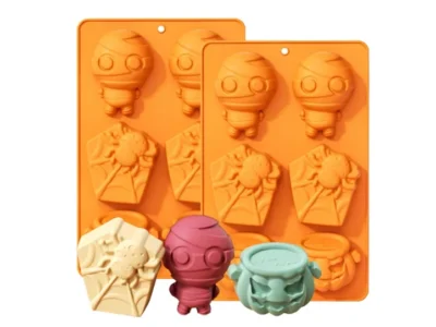Molde silicona 6 figuras Halloween momia araña y CALABAZA Molde de Silicona 6 Figuras de Halloween para Resina, Yeso y Cemento