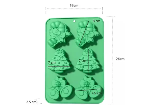 Molde de Silicona con 6 Figuras de Navidad