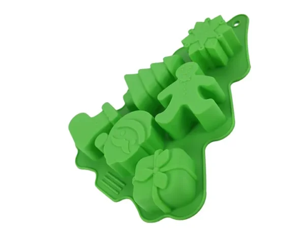 Molde de Silicona Tipo Arbolito con 6 Figuras Navidad