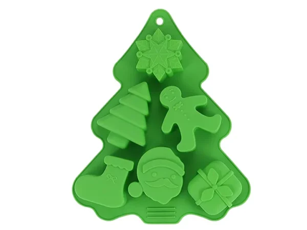 Molde de Silicona Tipo Arbolito con 6 Figuras Navidad