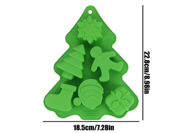 Molde de Silicona Tipo Arbolito con 6 Figuras Navidad
