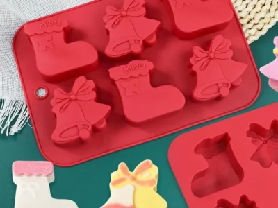 Molde silicona 6 figuras botas campanas-muestra Molde de Silicona con 6 Figuras de Navidad