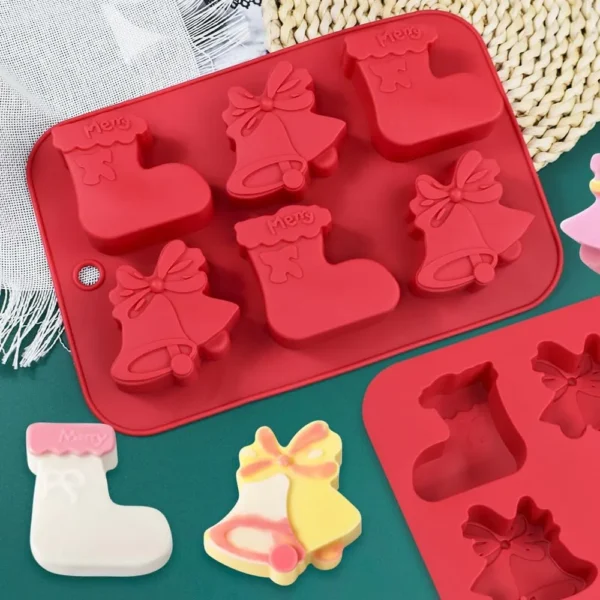 Molde de Silicona con 6 Figuras de Navidad