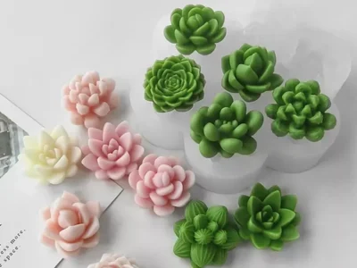 Molde silicona 7 mini suculentas-muestras Molde de Silicona 7 Mini Suculentas para Yeso, Cemento