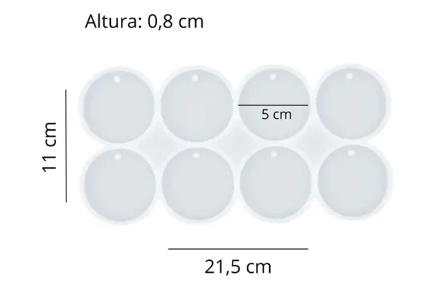 Molde de Silicona con 8 Llaveros Redondos