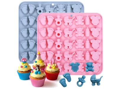 Molde silicona Baby Shower- Molde de Silicona con 35 Mini Figuras para Baby Shower
