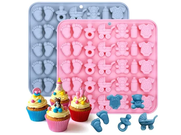 Molde de Silicona con 35 Mini Figuras para Baby Shower