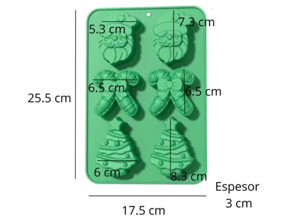 Molde de Silicona con 6 Figuras de Navidad