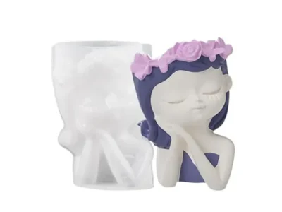 Molde silicona cabeza mujer descansando Molde de Silicona Maceta Mujer Descansando para Yeso, Cemento y Resina