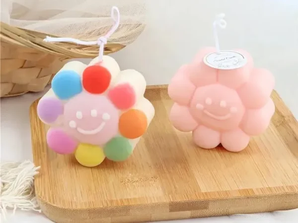 Molde de Silicona Flor Rosa Sonriente para Velas, Yeso y Manualidades