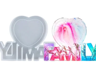 Molde silicona corazon FAMILY Molde de Silicona Porta Retrato Corazón Familia para Yeso, Cemento y Resina
