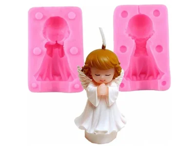 Molde silicona doble angelito rezando Molde de Silicona Angelito Nena Rezando para Yeso, Cemento y Resina