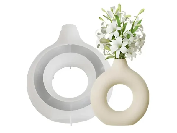 Molde de Silicona Florero Aro Chico para Yeso, Cemento y Resina