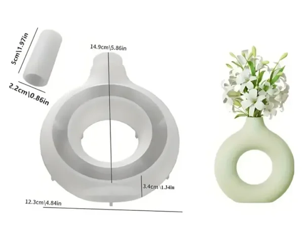Molde de Silicona Florero Aro Chico para Yeso, Cemento y Resina