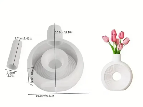 Molde de Silicona Florero Dona Redondo Rayado