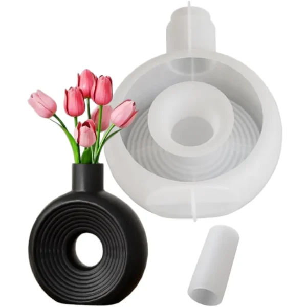Molde de Silicona Florero Dona Redondo Rayado