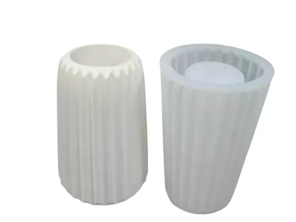 Molde de Silicona Florero Rayado Ancho para Yeso, Cemento y Resina