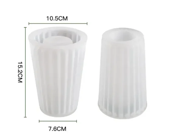 Molde de Silicona Florero Rayado Ancho para Yeso, Cemento y Resina