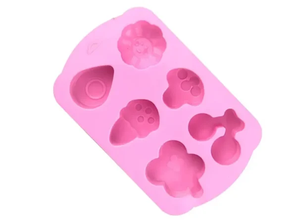 Molde de Silicona con 6 Figuras de Helado, Sol, Cereza y Más