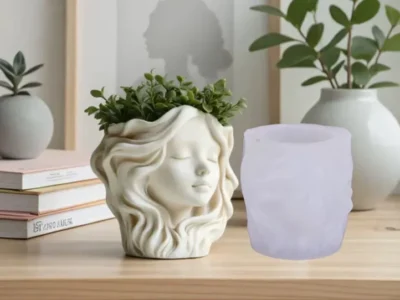 Molde silicona maceta cabeza mujer Molde de Silicona Maceta Cabeza de Mujer Cara Serena para Yeso, Cemento y Resina