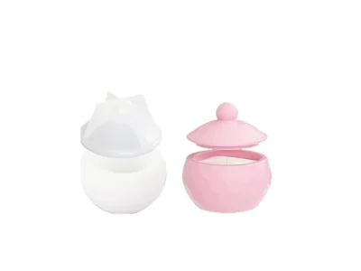 Molde silicona mini vela con tapa- Molde de Silicona Mini Tarrito Facetado con Tapa para Resina, Yeso y Cemento