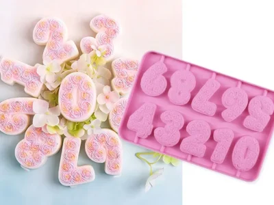 Molde silicona numeros con flores- Molde de Silicona Números con Flores para Velas, Yesos y Manualidades