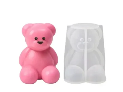 Molde silicona osito sentado chico- Molde de Silicona Mini Osito Sentado para Velas, Resina y Manualidades