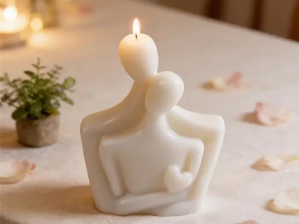 Molde de Silicona Pareja Abrazada con Corazón para Yeso, Cemento y Resina