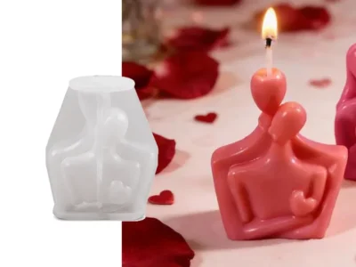 Molde silicona pareja abrazada con corazon Molde de Silicona Pareja Abrazada con Corazón para Yeso, Cemento y Resina