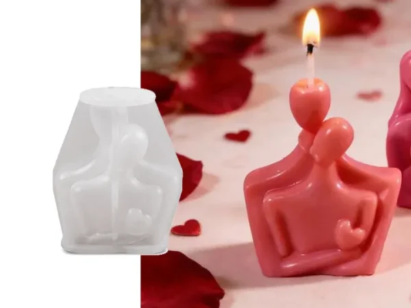 Molde de Silicona Pareja Abrazada con Corazón para Yeso, Cemento y Resina