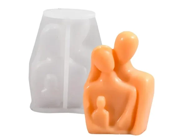 Molde de Silicona Pareja Abrazada con Hijo para Yeso, Cemento y Resina