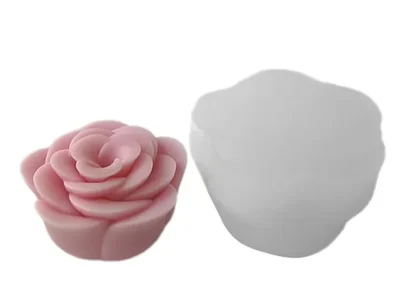 Molde silicona rosa rococo grande Molde de Silicona Rosa Abierta 3D para Velas, yeso y Manualidades