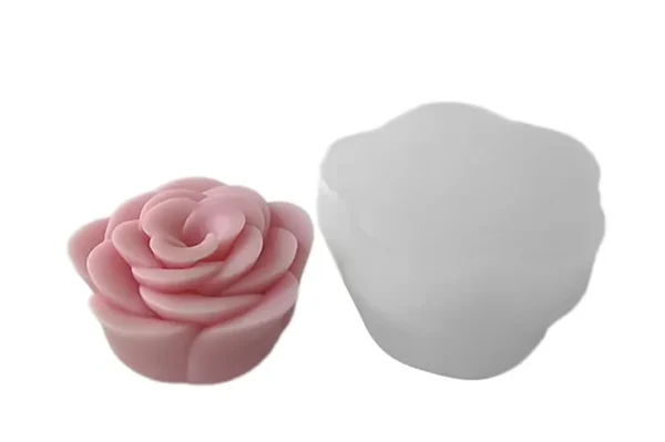 Molde de Silicona Rosa Abierta 3D para Velas, yeso y Manualidades